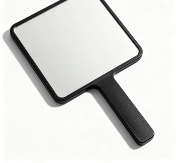 Elovique Large Hand Mirror, Salon Barber Hairdressing Handheld Mirror with Handle, Square Black 10.3"x7.4"