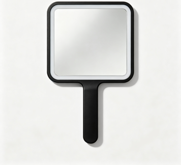 Elovique Large Hand Mirror, Salon Barber Hairdressing Handheld Mirror with Handle, Square Black 10.3"x7.4"