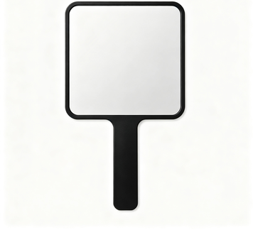 Elovique Large Hand Mirror, Salon Barber Hairdressing Handheld Mirror with Handle, Square Black 10.3"x7.4"